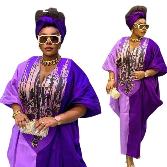 Ladies free- Agbada Dress three colors to choose from- one size fits most, made - Picture 6 of 8
